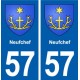 57 Neufchef blason autocollant plaque immatriculation stickers ville