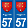 57 Plappeville blason autocollant plaque immatriculation stickers ville