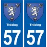 57 Théding blason autocollant plaque immatriculation stickers ville