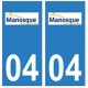 04 Manosque ville autocollant plaque