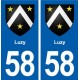 58 Luzy blason autocollant plaque stickers ville