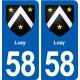 58 Luzy blason autocollant plaque stickers ville