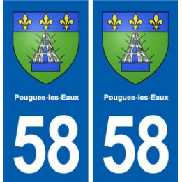 58 Pougues-les-Eaux blason autocollant plaque immatriculation stickers ville