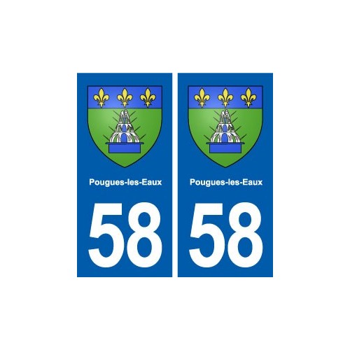 58 Pougues-les-Eaux blason autocollant plaque immatriculation stickers ville