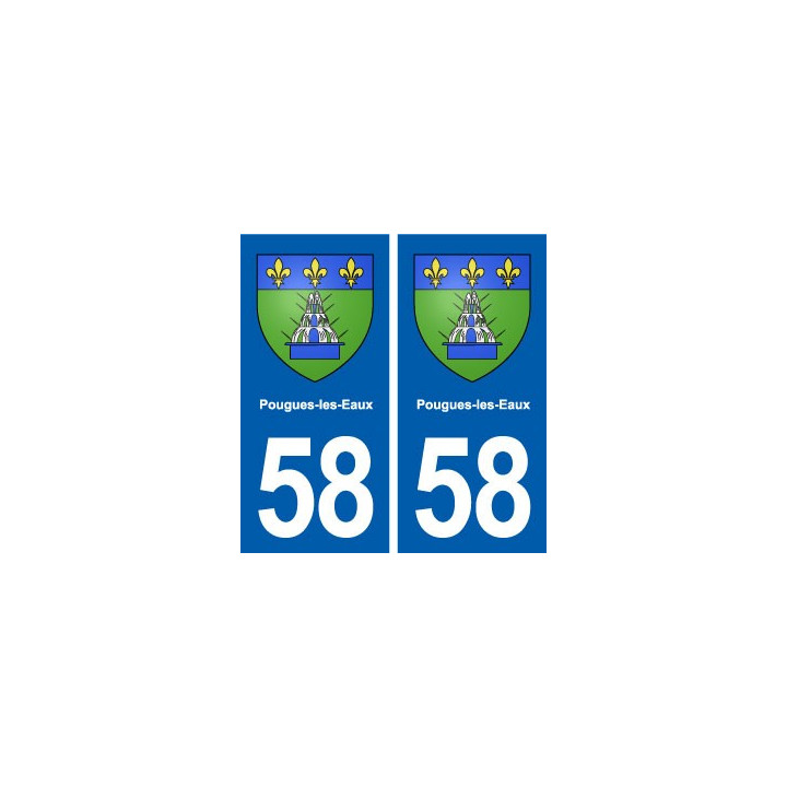 58 Pougues-les-Eaux blason autocollant plaque immatriculation stickers ville