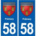 58 Prémery blason autocollant plaque immatriculation stickers ville