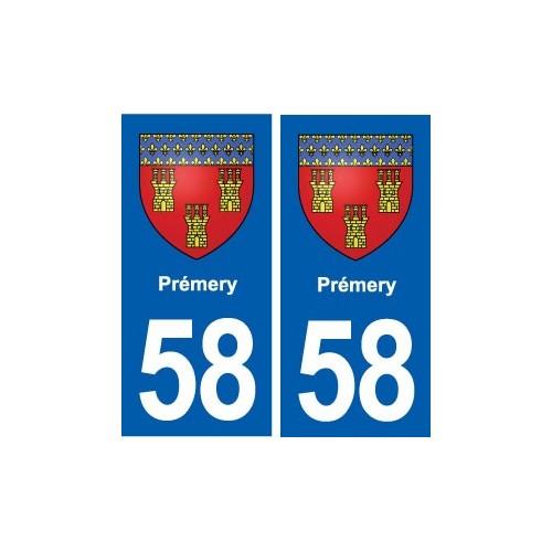 58 Prémery blason autocollant plaque immatriculation stickers ville