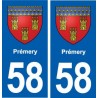 58 Prémery blason autocollant plaque immatriculation stickers ville