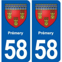 58 Prémery blason autocollant plaque immatriculation stickers ville