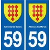 59 Allennes-les-Marais blason autocollant plaque immatriculation stickers ville