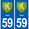 59 Anor blason autocollant plaque immatriculation stickers ville