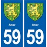 59 Anor blason autocollant plaque immatriculation stickers ville