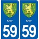 59 Anor blason autocollant plaque immatriculation stickers ville