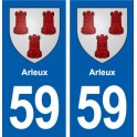 59 Arleux blason autocollant plaque immatriculation stickers ville