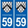 59 Armbouts-Cappel blason autocollant plaque immatriculation stickers ville