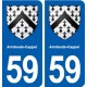 59 Armbouts-Cappel blason autocollant plaque immatriculation stickers ville