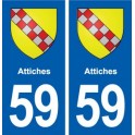 59 Attiches blason autocollant plaque immatriculation stickers ville
