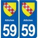 59 Attiches blason autocollant plaque immatriculation stickers ville