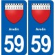 59 Avelin blason autocollant plaque immatriculation stickers ville