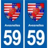 59 Avesnelles blason autocollant plaque immatriculation stickers ville