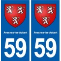 59 Avesnes-les-Aubert blason autocollant plaque immatriculation stickers ville