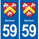59 Bachant blason autocollant plaque immatriculation stickers ville