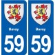 59 Bavay blason autocollant plaque immatriculation stickers ville