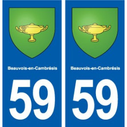 59 Beauvois-en-Cambrésis blason autocollant plaque immatriculation stickers ville