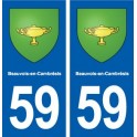 59 Beauvois-en-Cambrésis blason autocollant plaque immatriculation stickers ville