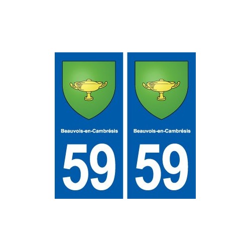 59 Beauvois-en-Cambrésis blason autocollant plaque immatriculation stickers ville
