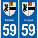 59 Bergues blason autocollant plaque immatriculation stickers ville