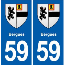 59 Bergues blason autocollant plaque immatriculation stickers ville