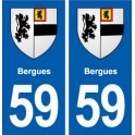 59 Bergues blason autocollant plaque immatriculation stickers ville