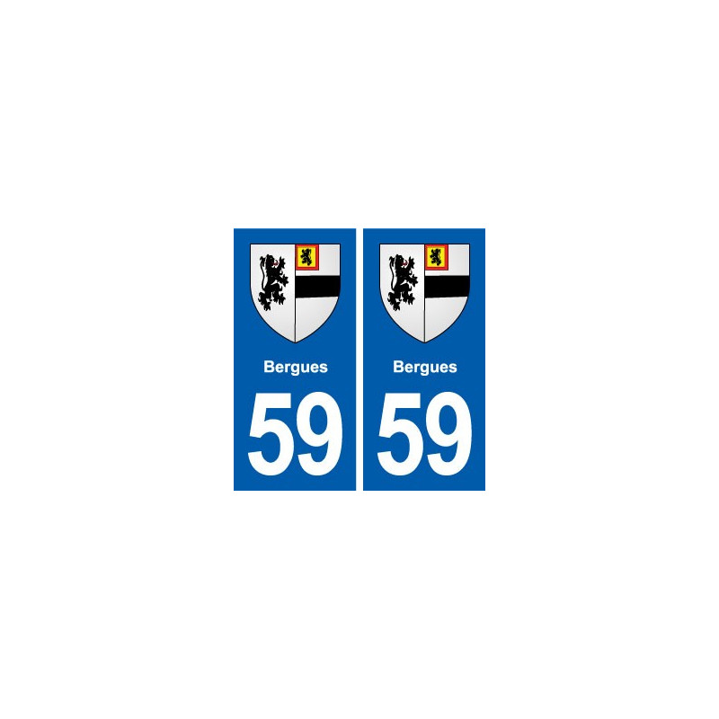 59 Bergues blason autocollant plaque immatriculation stickers ville
