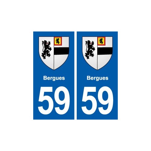 59 Bergues blason autocollant plaque immatriculation stickers ville