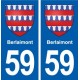 59 Berlaimont blason autocollant plaque immatriculation stickers ville