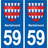 59 Berlaimont blason autocollant plaque immatriculation stickers ville