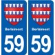 59 Berlaimont blason autocollant plaque immatriculation stickers ville