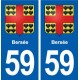 59 Bersée blason autocollant plaque immatriculation stickers ville