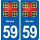 59 Bersée blason autocollant plaque immatriculation stickers ville