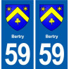 59 Bertry blason autocollant plaque immatriculation stickers ville