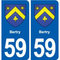 59 Bertry blason autocollant plaque immatriculation stickers ville