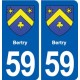 59 Bertry blason autocollant plaque immatriculation stickers ville
