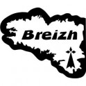 Autocollant Carte drapeau Breton Breizh Bretagne gwen ha du logo2