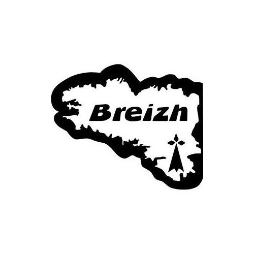 Autocollant Carte drapeau Breton Breizh Bretagne gwen ha du logo2
