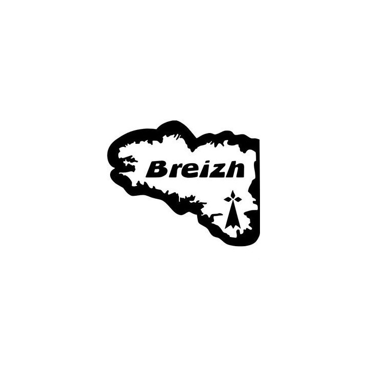 Autocollant Carte drapeau Breton Breizh Bretagne gwen ha du logo2