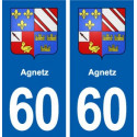 60  Agnetz autocollant plaque immatriculation stickers ville