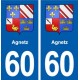 60 Agnetz escudo de armas de la etiqueta engomada de la placa de pegatinas de la ciudad