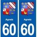 60 Agnetz blason autocollant plaque stickers ville