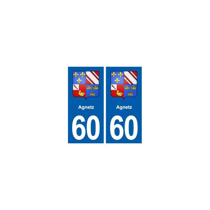 60  Agnetz autocollant plaque immatriculation stickers ville